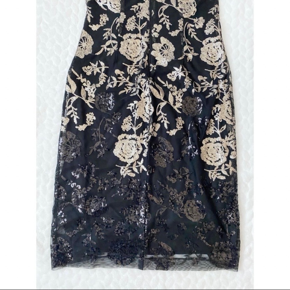 Sequined Embroidered V-Neck Cocktail Holiday‎ Party Midi Dress 8 Donna Riicco - Picture 14 of 15